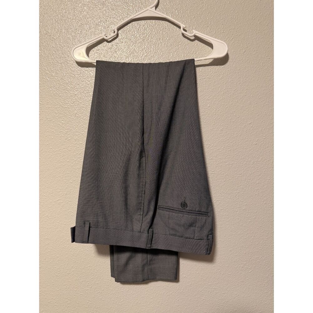 Calvin Klein Men's X Slim Fit Gray Dress Pants 34W 32L Cuffed Hem
